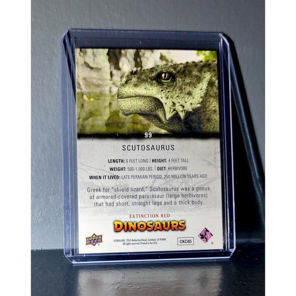 2015 Upper Deck Dinosaurs Scutosaurus Extinction Red Parallel #99 Card - Picture 2 of 2